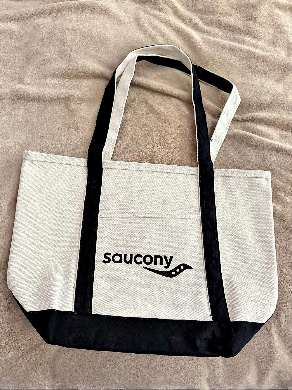 Saucony Color Block Canvas Tote Bag White & Black